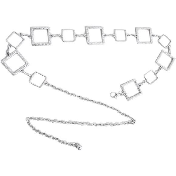 LABANCA Womens Metal Chain Dress Belt Hollow Out Leaf Bead Pendant main image 6